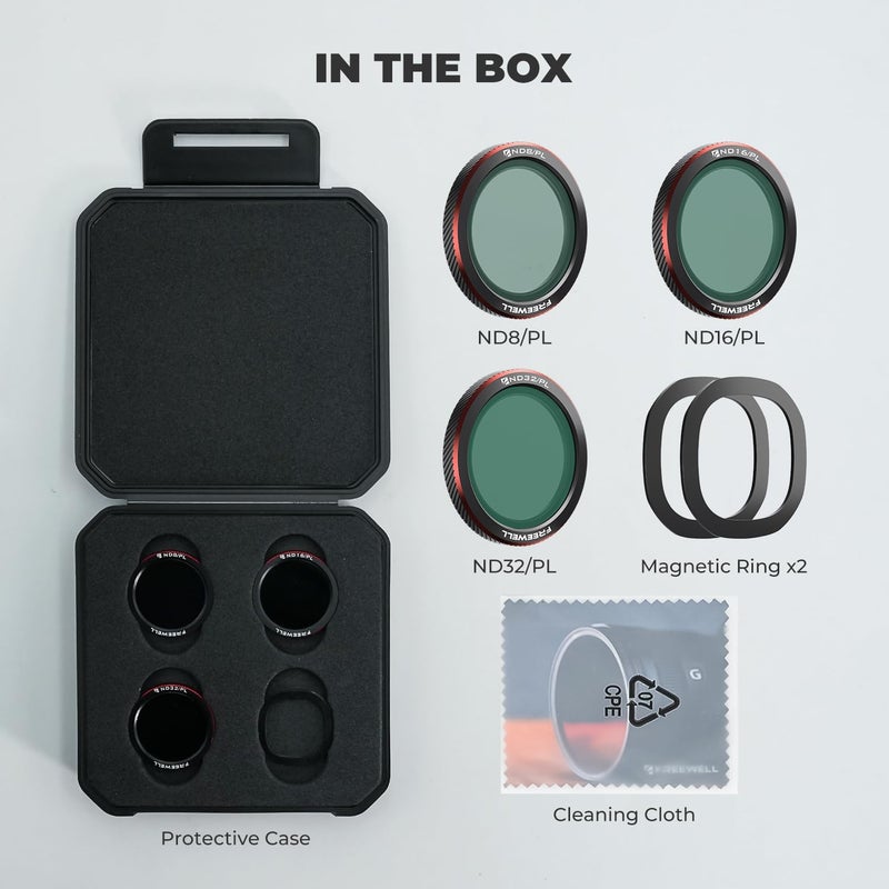 FreeWell مجموعة 3 فلاتر مغناطيسية ND/PL لجهاز DJI Neo 2 – تشمل ND8/PL و ND16/PL و ND32/PL – فلاتر مستقطبة لتحسين التعرض وتقليل الوهج. - Image 5